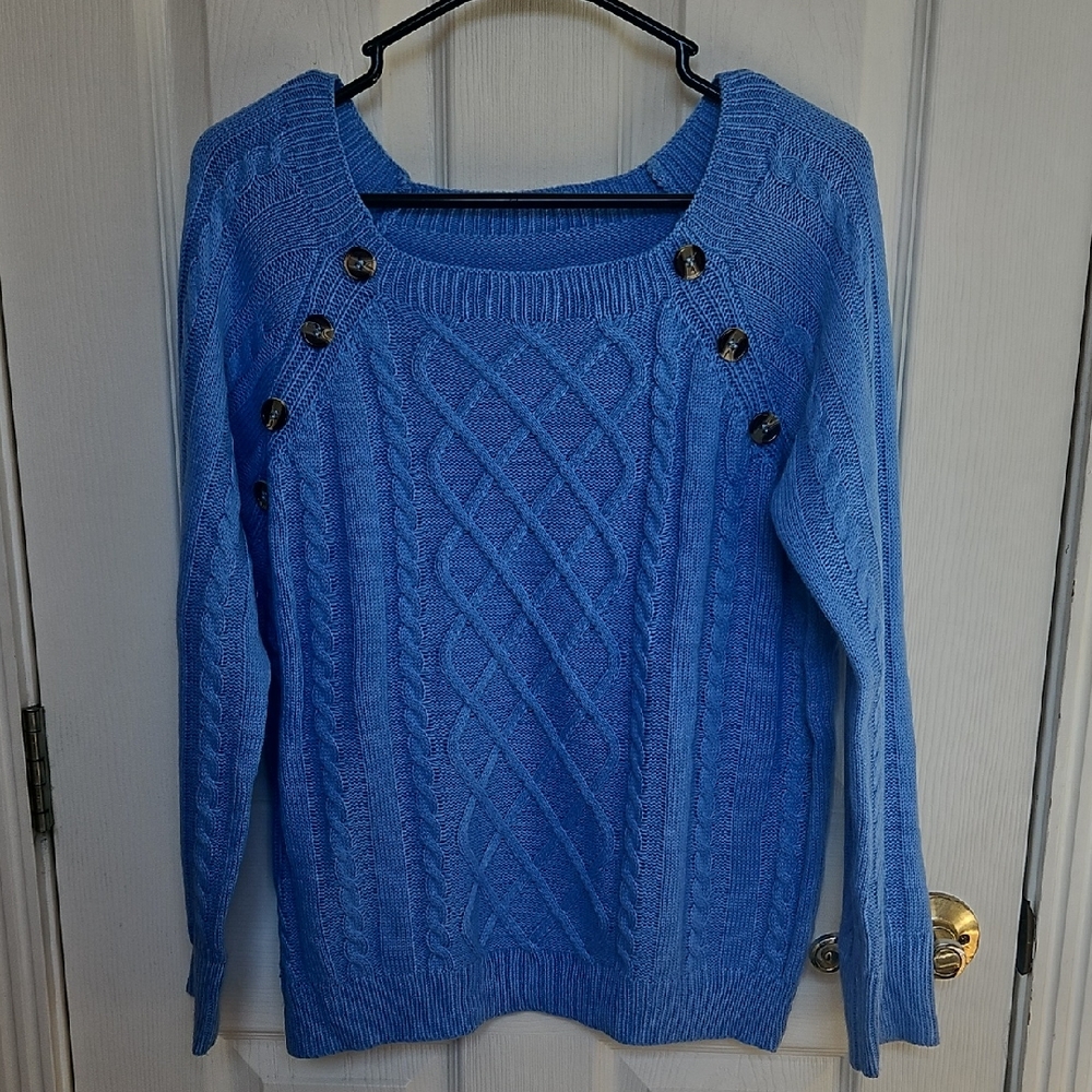 Blue Cable Knit Sweater